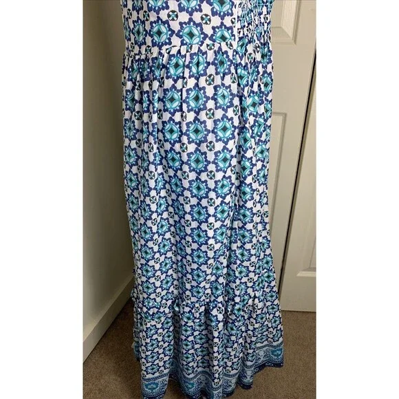 Lucky Brand Maxi Dress XL Cotton Ruffle Resort Summer 100% Cotton Boho Beach - Picture 9 of 16